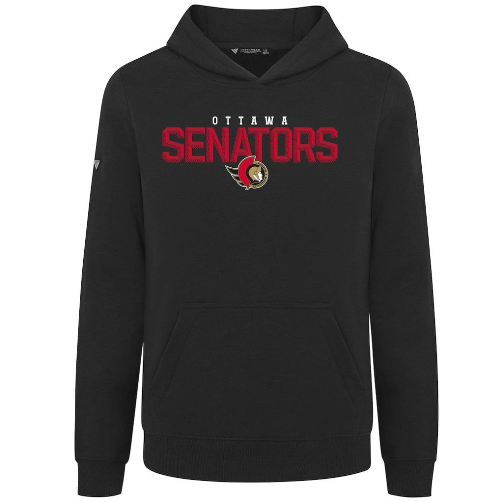 Ottawa Senators Levelwear Youth Podium Carve Pullover Hoodie - Black Hoodies