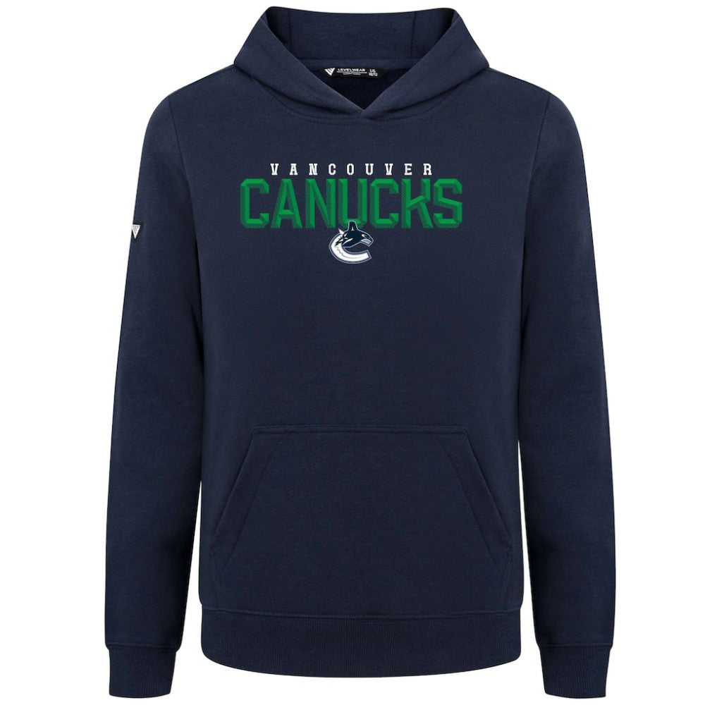 Vancouver Canucks Levelwear Youth Podium Carve Pullover Hoodie - Navy Hoodies