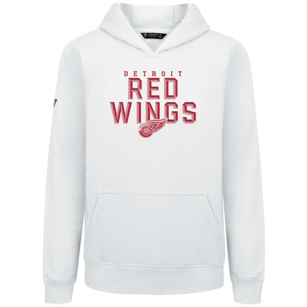 Detroit Red Wings Levelwear Youth Podium Carve Pullover Hoodie - White Hoodies