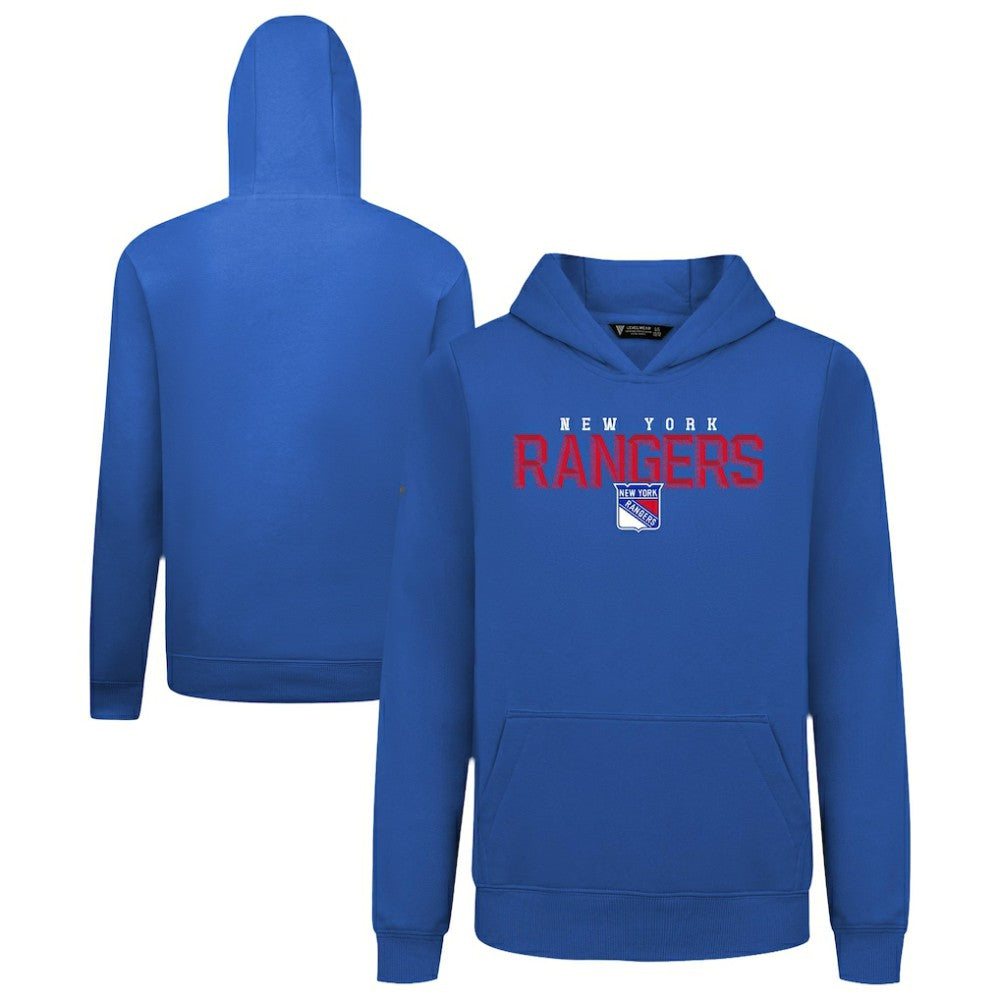 New York Rangers Levelwear Youth Podium Carve Pullover Hoodie - Royal Hoodies