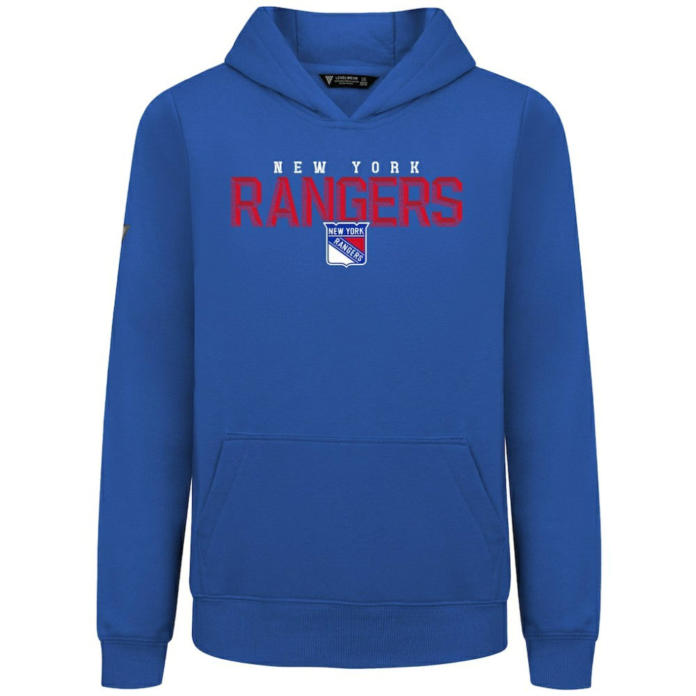 New York Rangers Levelwear Youth Podium Carve Pullover Hoodie - Royal Hoodies