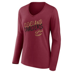 Cleveland Cavaliers Women's Hustle Custom Long Sleeve V-Neck T-Shirt sale - Wine on sale