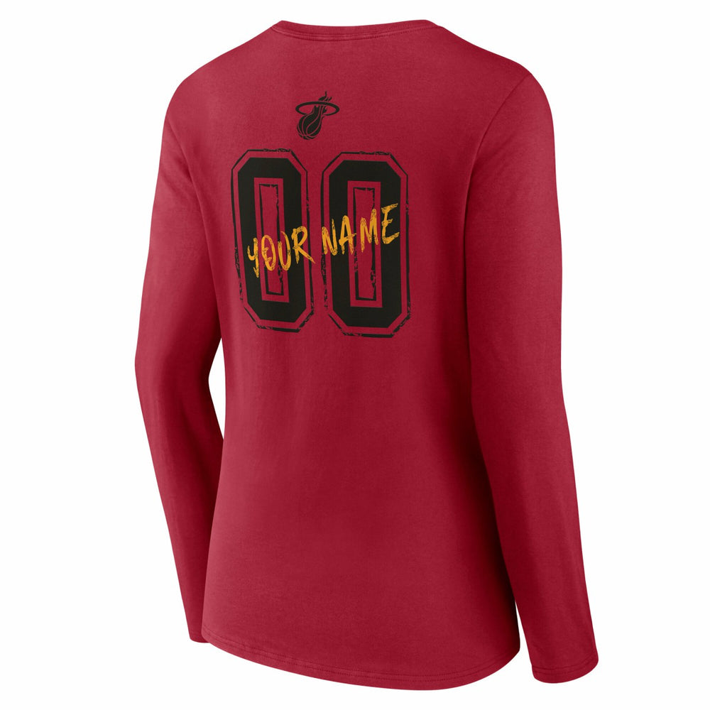 Miami Heat Women's Hustle Custom Long Sleeve V-Neck T-Shirt - Red outlet