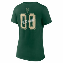 Milwaukee Bucks Women's Hustle Custom V-Neck T-Shirt - Hunter Green shop
