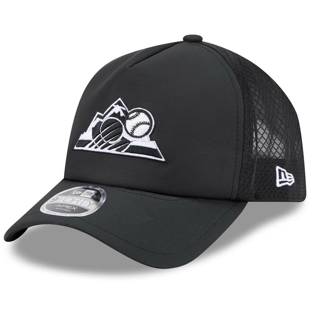 Colorado Rockies 2026 Batting Practice Alternate Apex 9FORTY Adjustable Hat Black