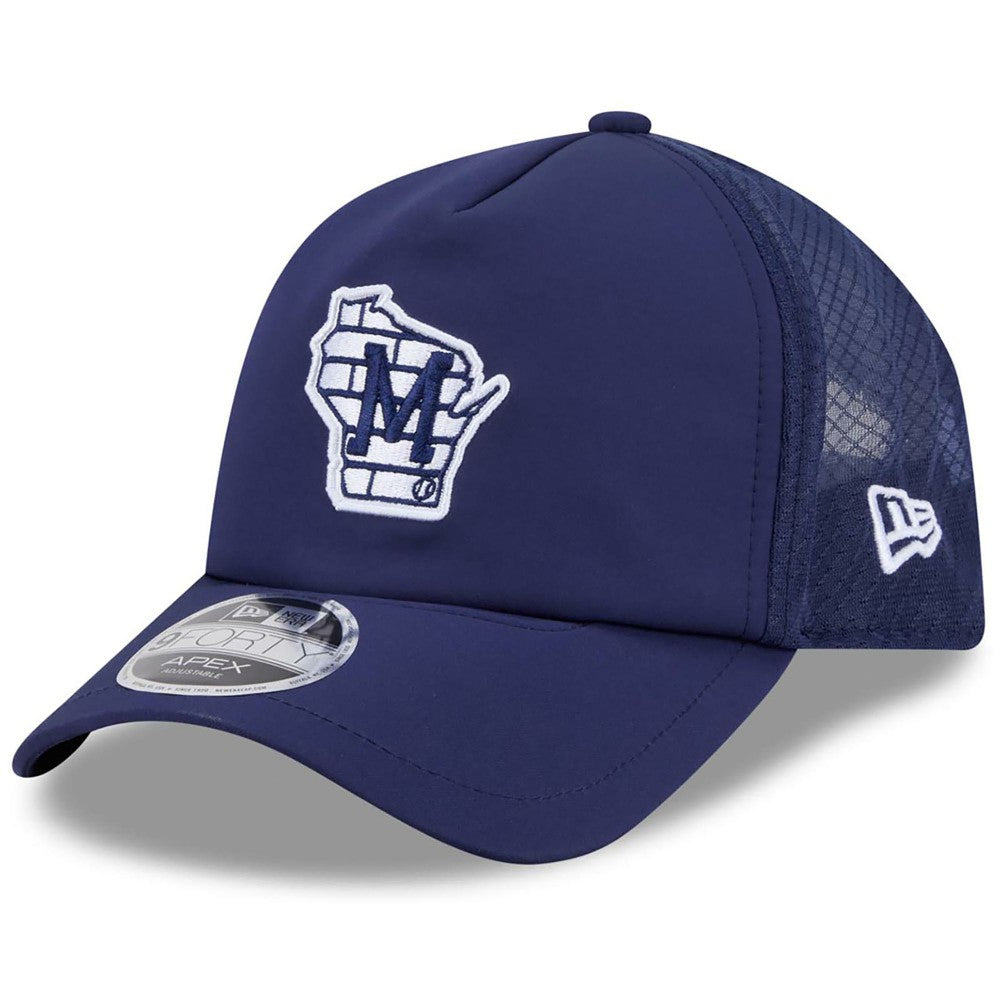Milwaukee Brewers 2026 Batting Practice Alternate Apex 9FORTY Adjustable Hat Navy