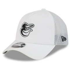 Baltimore Orioles 2026 Batting Practice Apex 9FORTY Adjustable Trucker Hat White