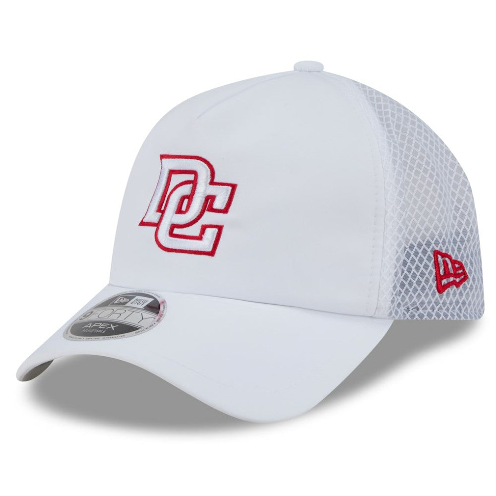 Washington Nationals 2026 Batting Practice Apex 9FORTY Adjustable Trucker Hat White
