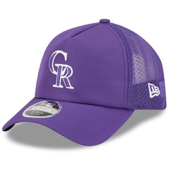 Colorado Rockies 2026 Batting Practice Apex 9FORTY Adjustable Trucker Hat Purple