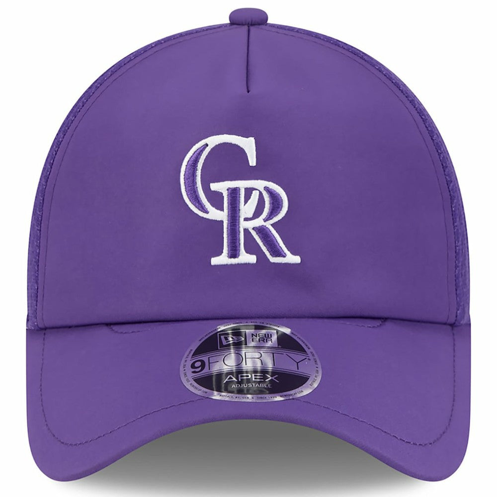 Colorado Rockies 2026 Batting Practice Apex 9FORTY Adjustable Trucker Hat Purple