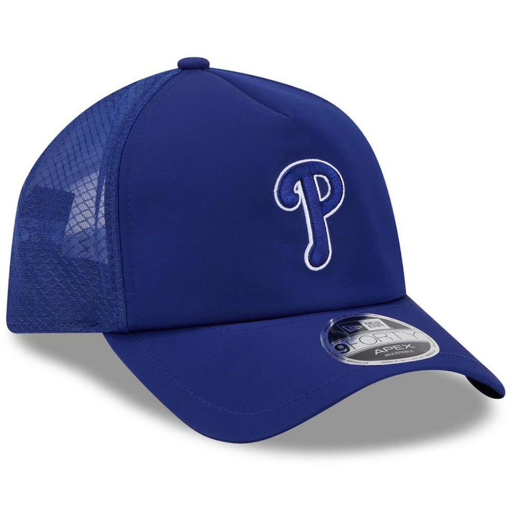 Philadelphia Phillies 2026 Batting Practice Apex 9FORTY Adjustable Trucker Hat Royal