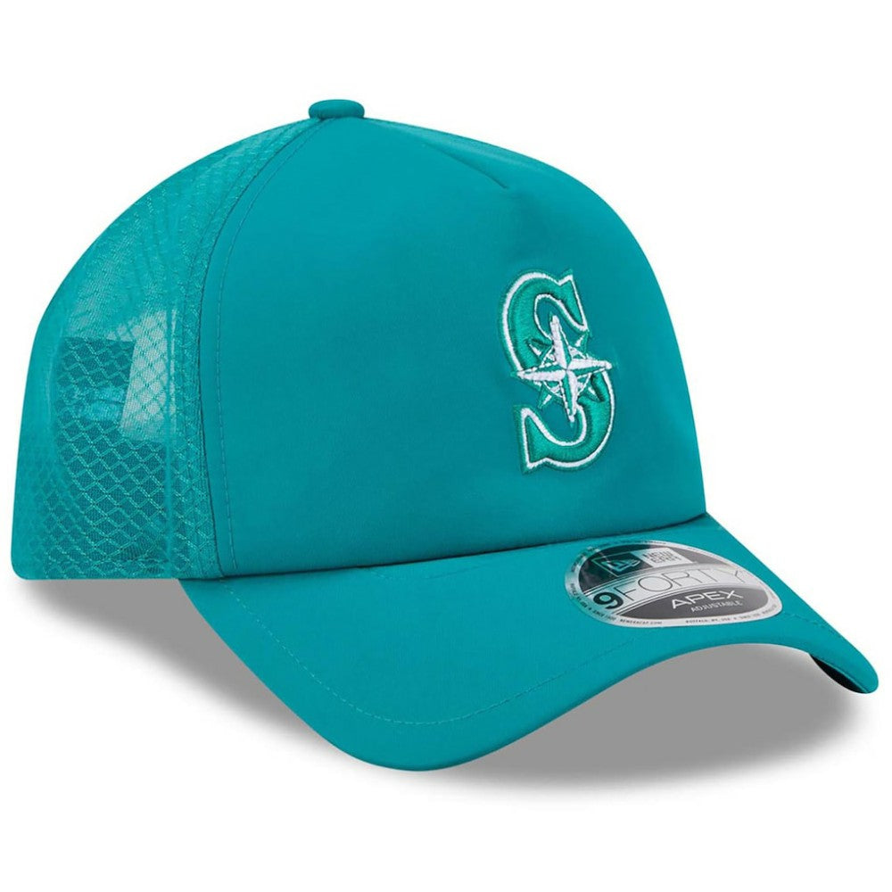 Seattle Mariners 2026 Batting Practice Apex 9FORTY Adjustable Trucker Hat Teal