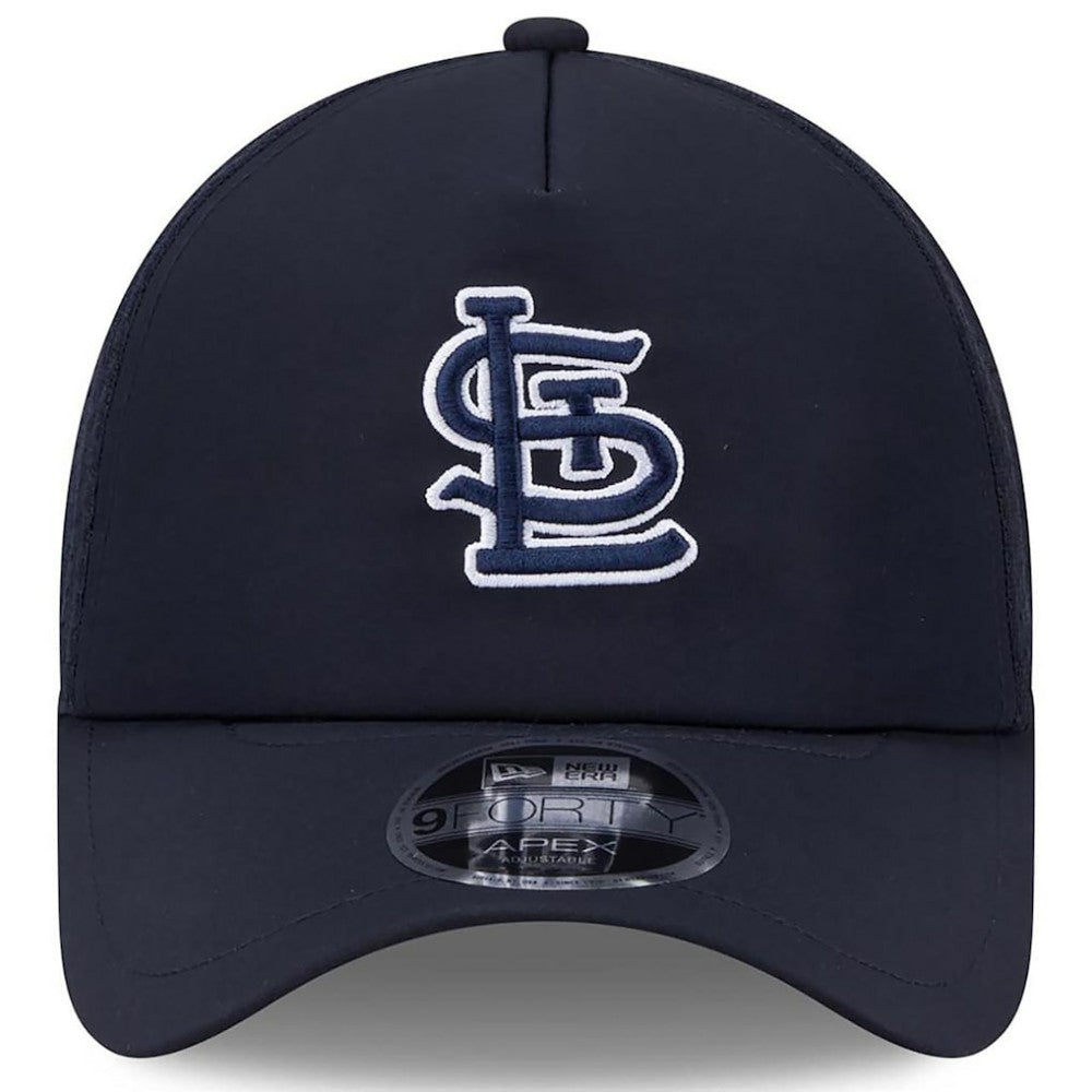 St. Louis Cardinals 2026 Batting Practice Apex 9FORTY Adjustable Trucker Hat Navy
