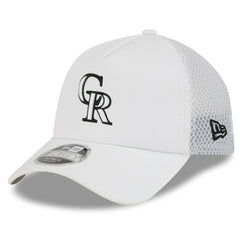 Colorado Rockies 2026 Batting Practice Apex 9FORTY Adjustable Trucker Hat White