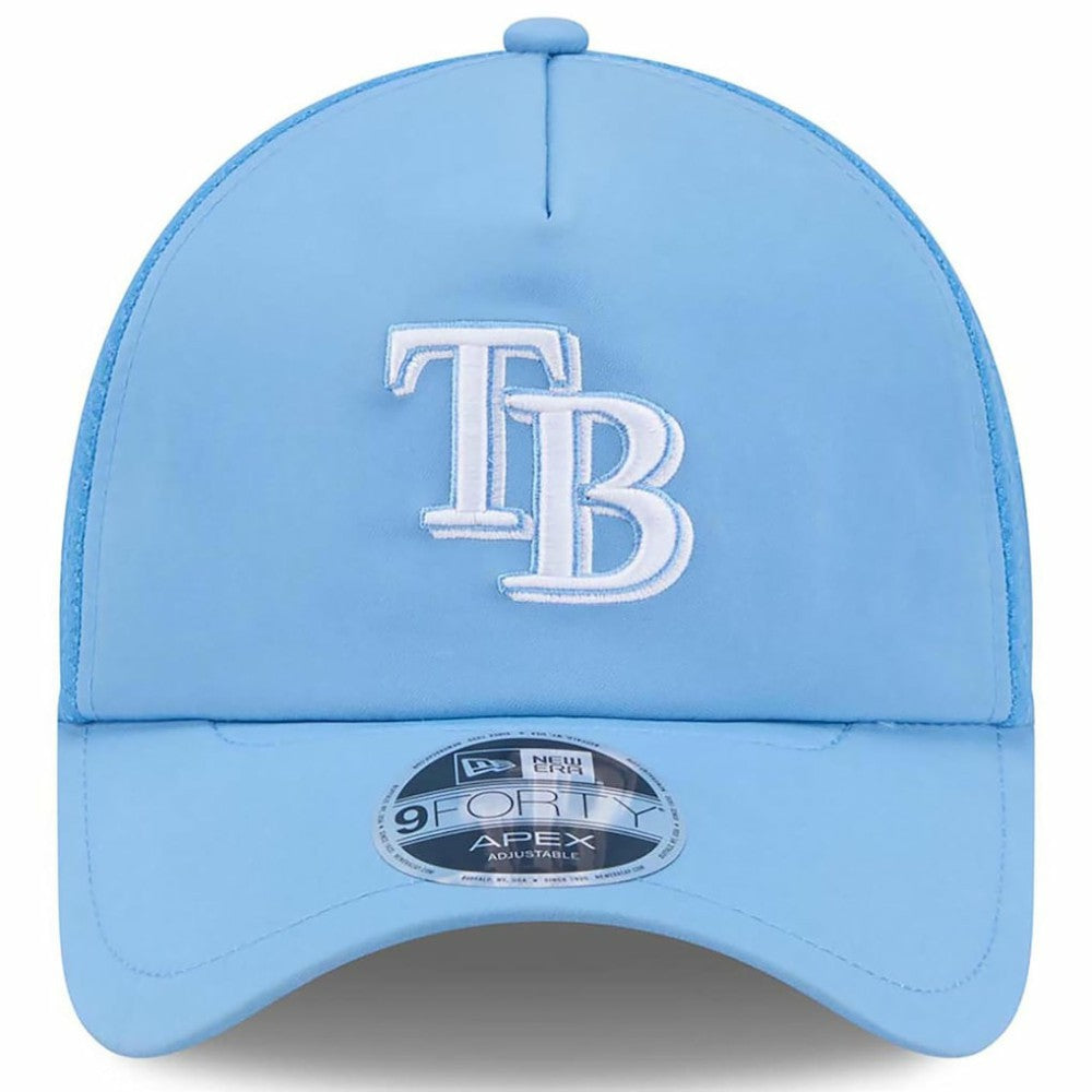 Tampa Bay Rays 2026 Batting Practice Apex 9FORTY Adjustable Trucker Hat Light Blue