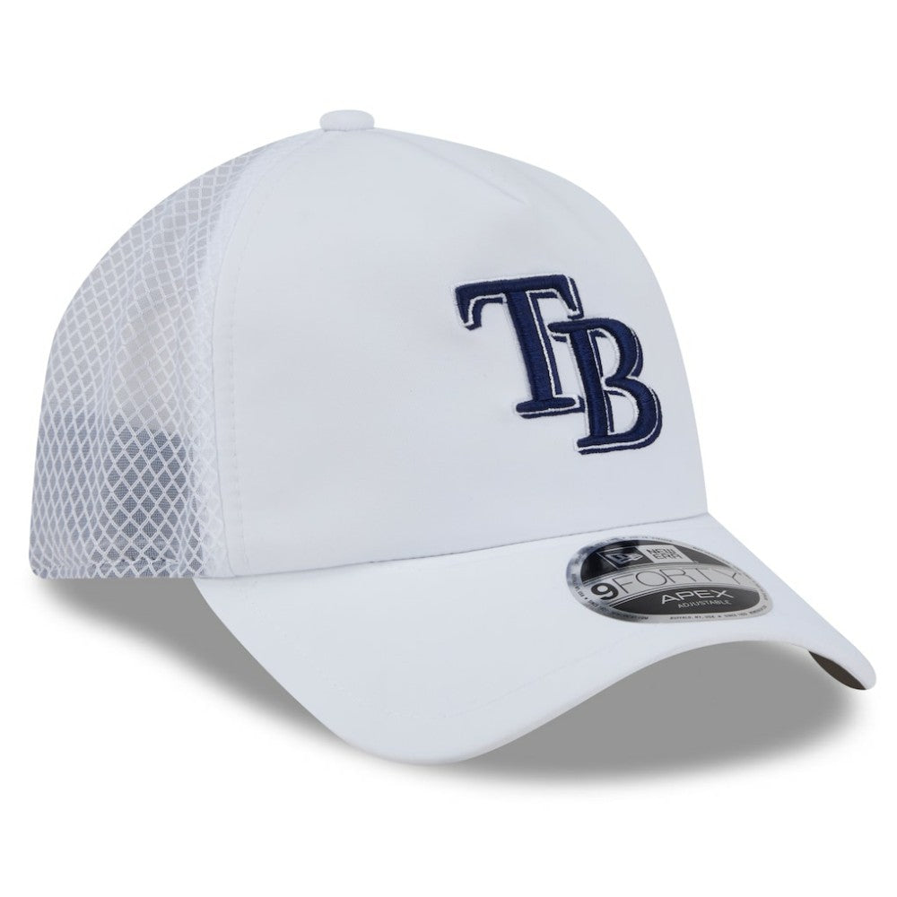 Tampa Bay Rays 2026 Batting Practice Apex 9FORTY Adjustable Trucker Hat White