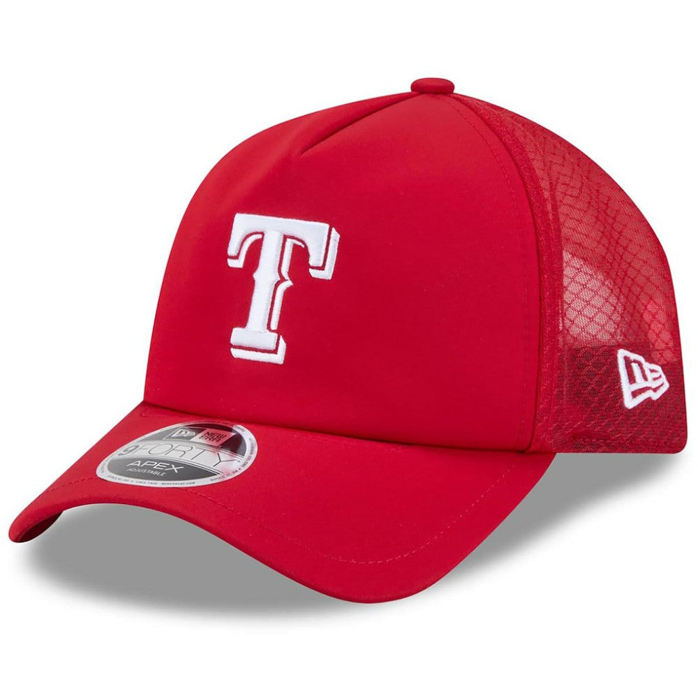 Texas Rangers 2026 Batting Practice Apex 9FORTY Adjustable Trucker Hat Red