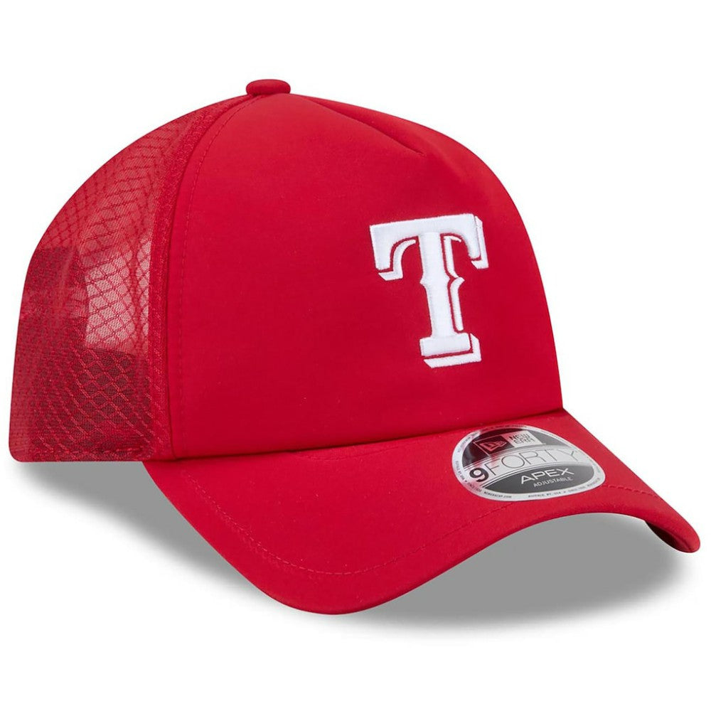Texas Rangers 2026 Batting Practice Apex 9FORTY Adjustable Trucker Hat Red