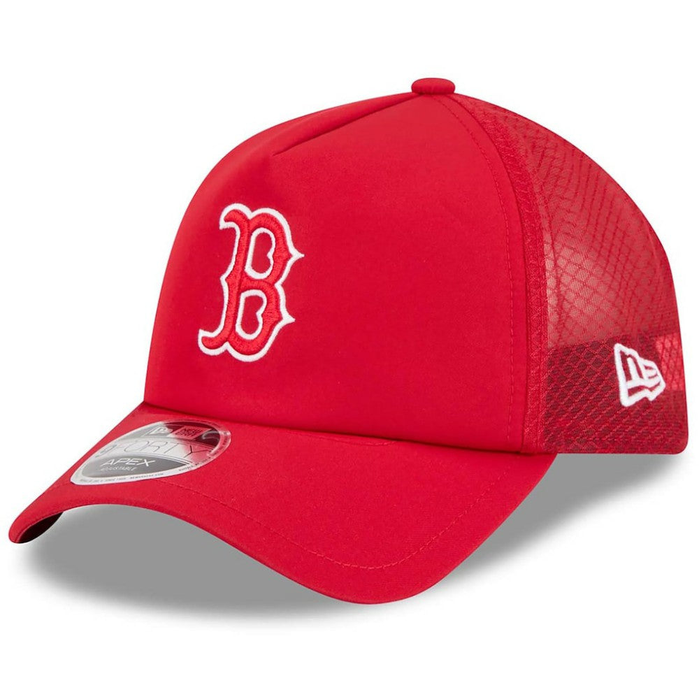 Boston Red Sox 2026 Batting Practice Apex 9FORTY Adjustable Trucker Hat Red