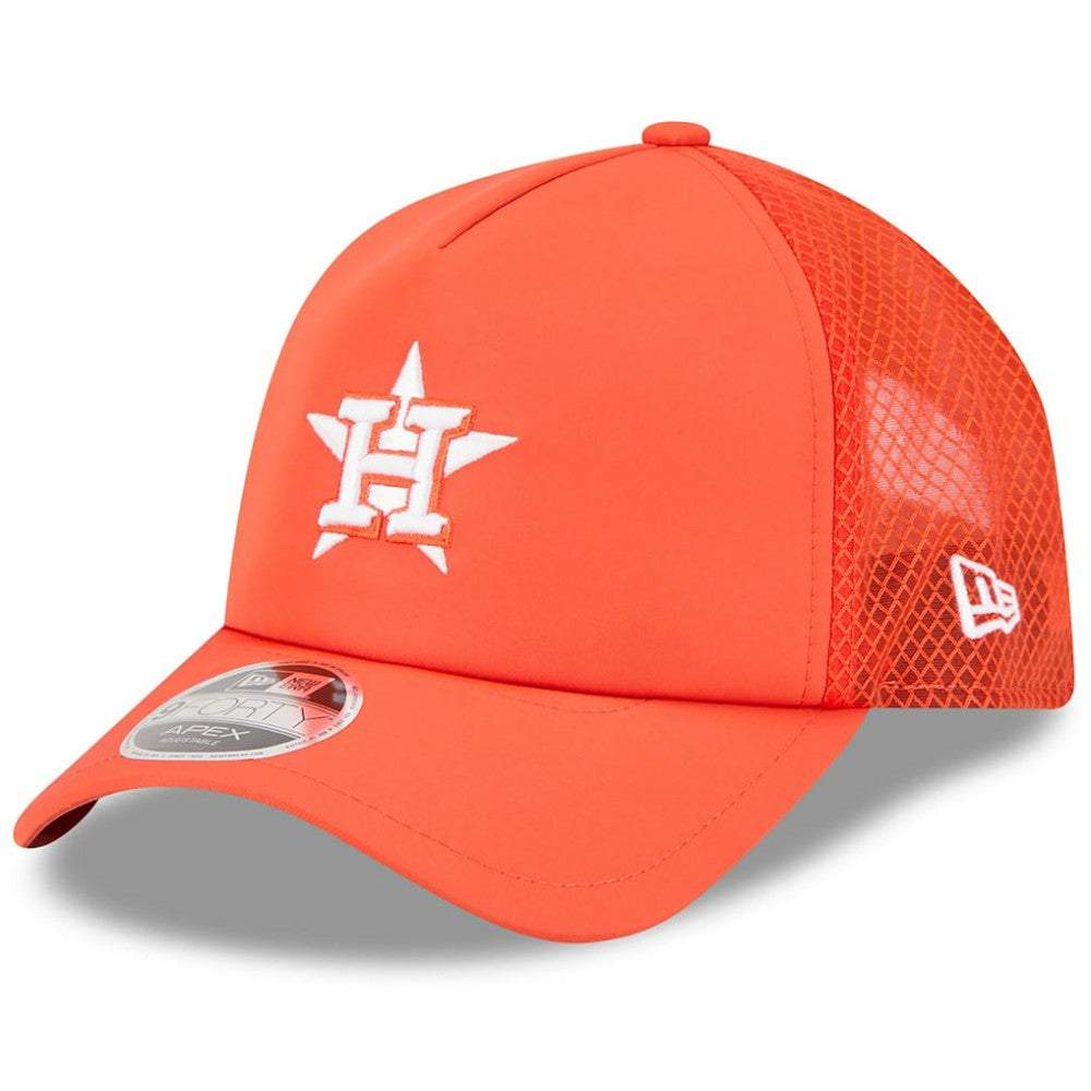 Houston Astros 2026 Batting Practice Apex 9FORTY Adjustable Trucker Hat Orange