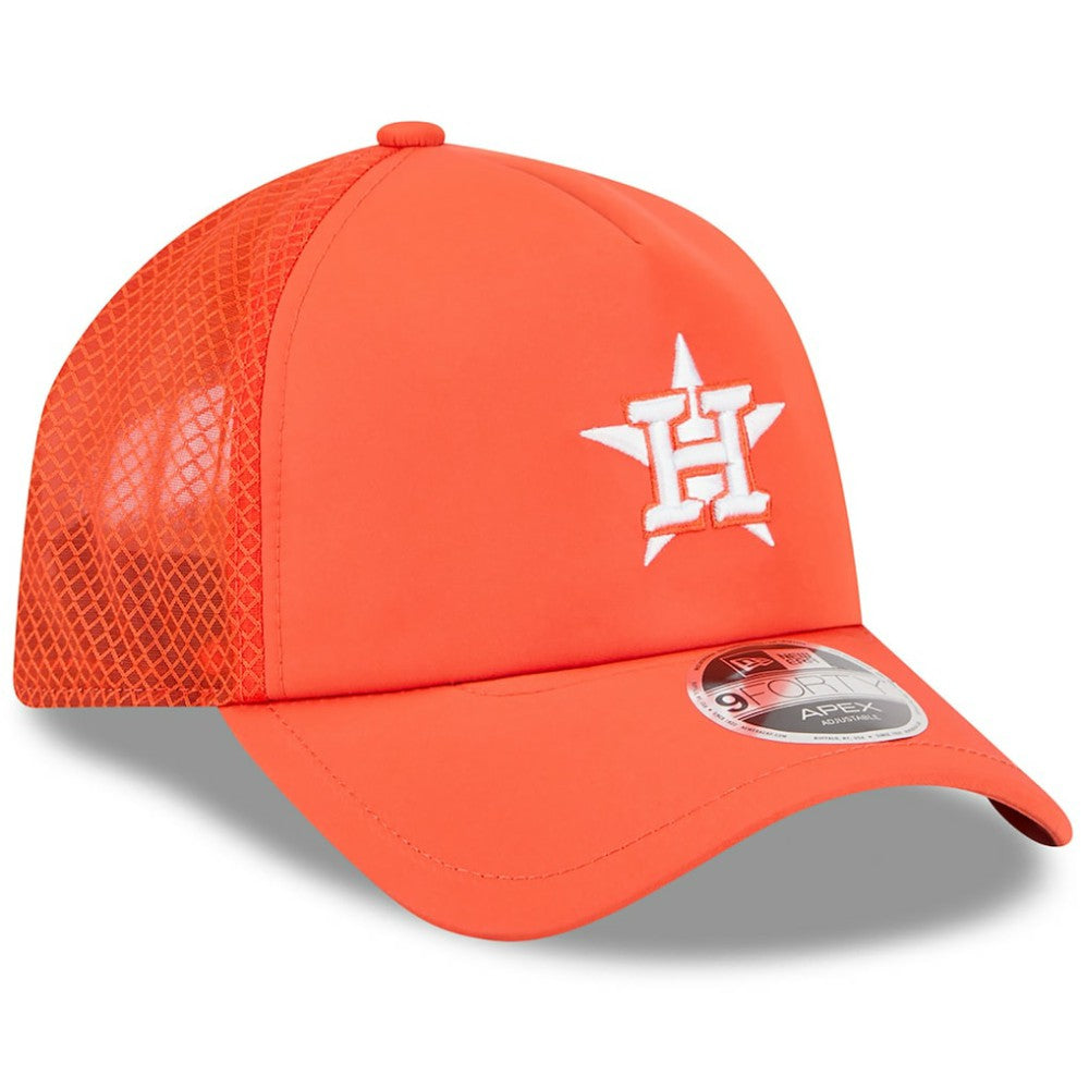 Houston Astros 2026 Batting Practice Apex 9FORTY Adjustable Trucker Hat Orange