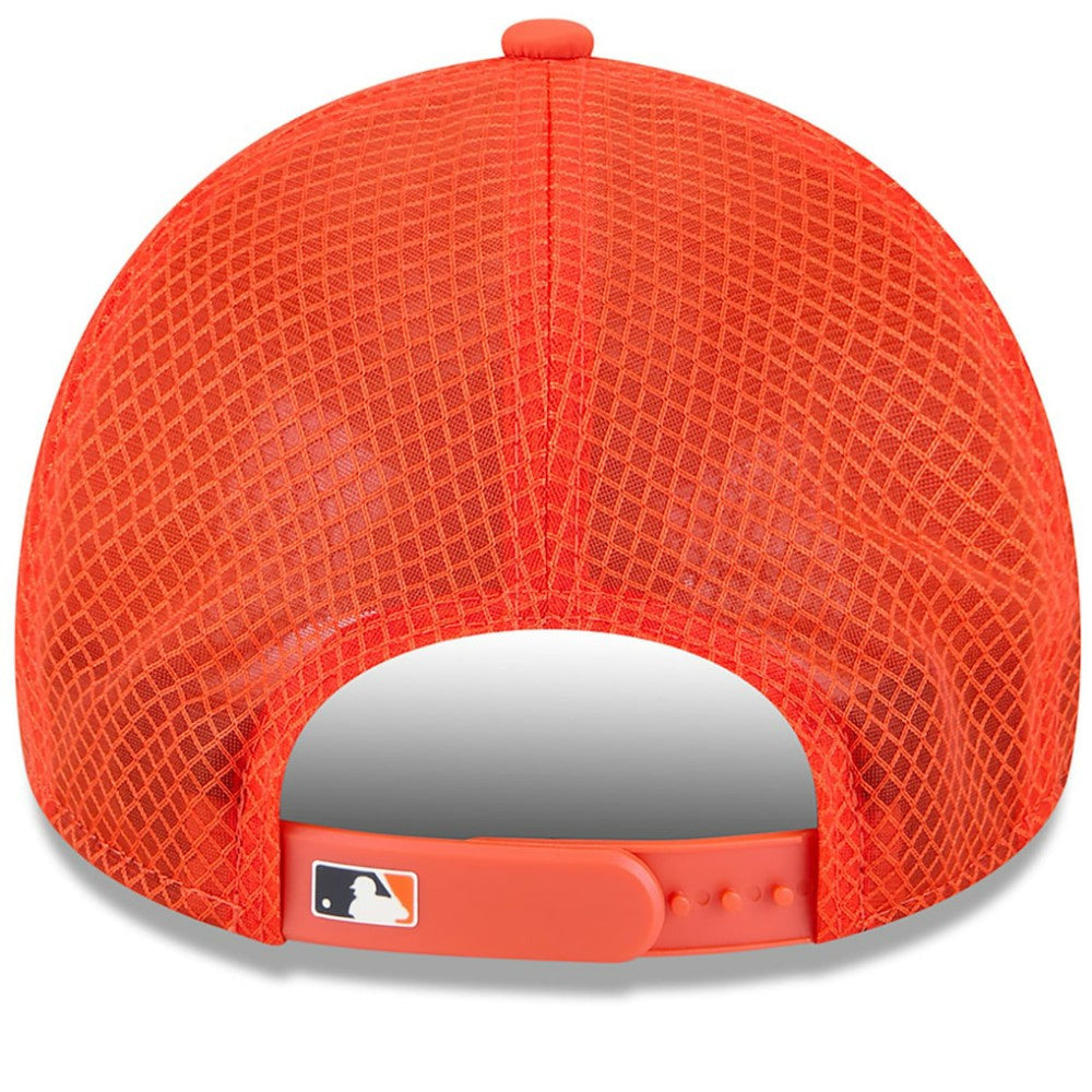 Houston Astros 2026 Batting Practice Apex 9FORTY Adjustable Trucker Hat Orange