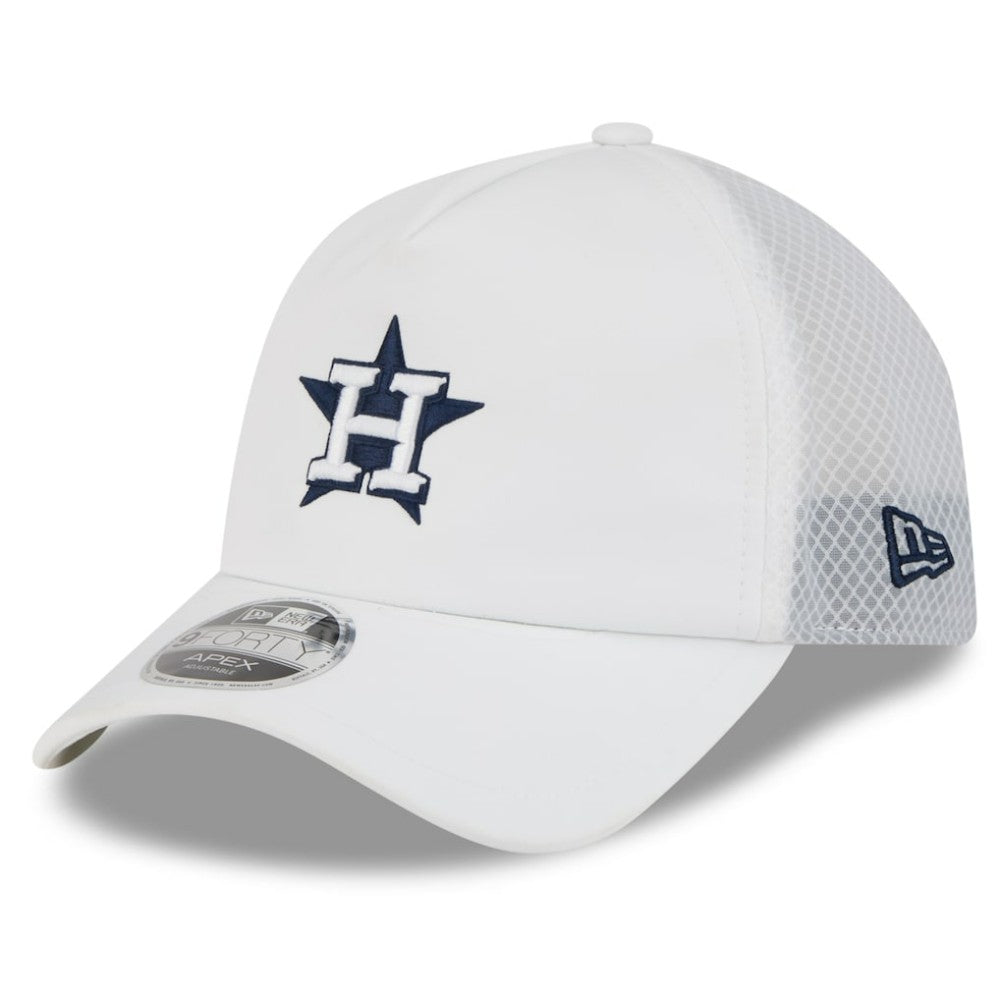 Houston Astros 2026 Batting Practice Apex 9FORTY Adjustable Trucker Hat White