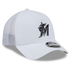 Miami Marlins 2026 Batting Practice Apex 9FORTY Adjustable Trucker Hat White