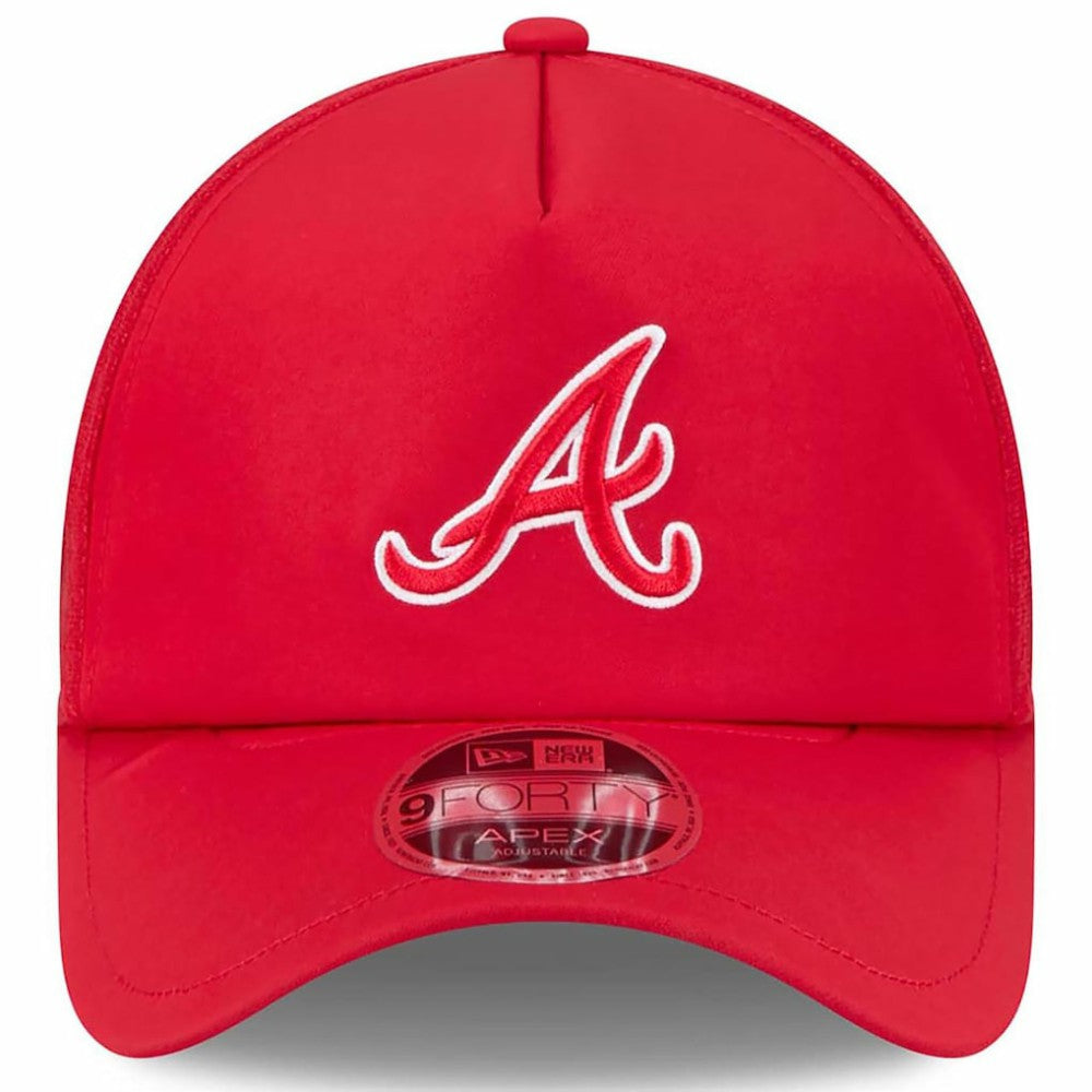 Atlanta Braves 2026 Batting Practice Apex 9FORTY Adjustable Trucker Hat Red