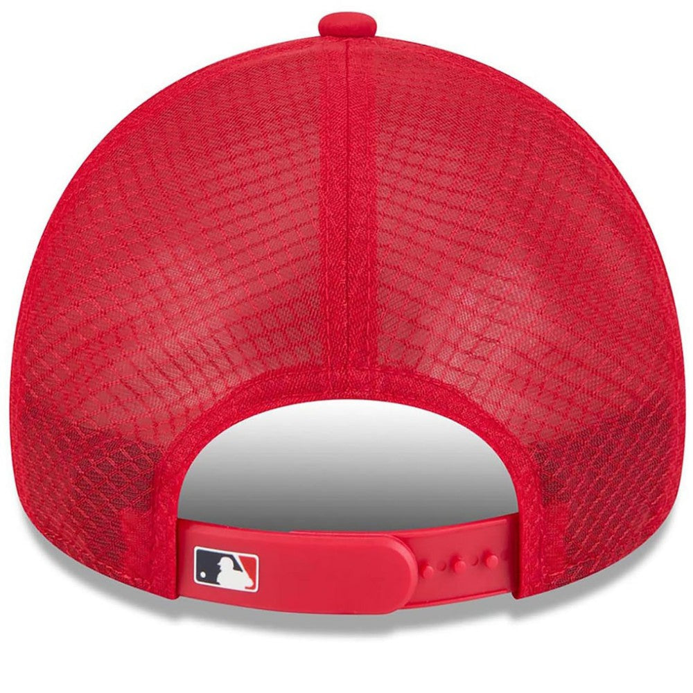 Atlanta Braves 2026 Batting Practice Apex 9FORTY Adjustable Trucker Hat Red