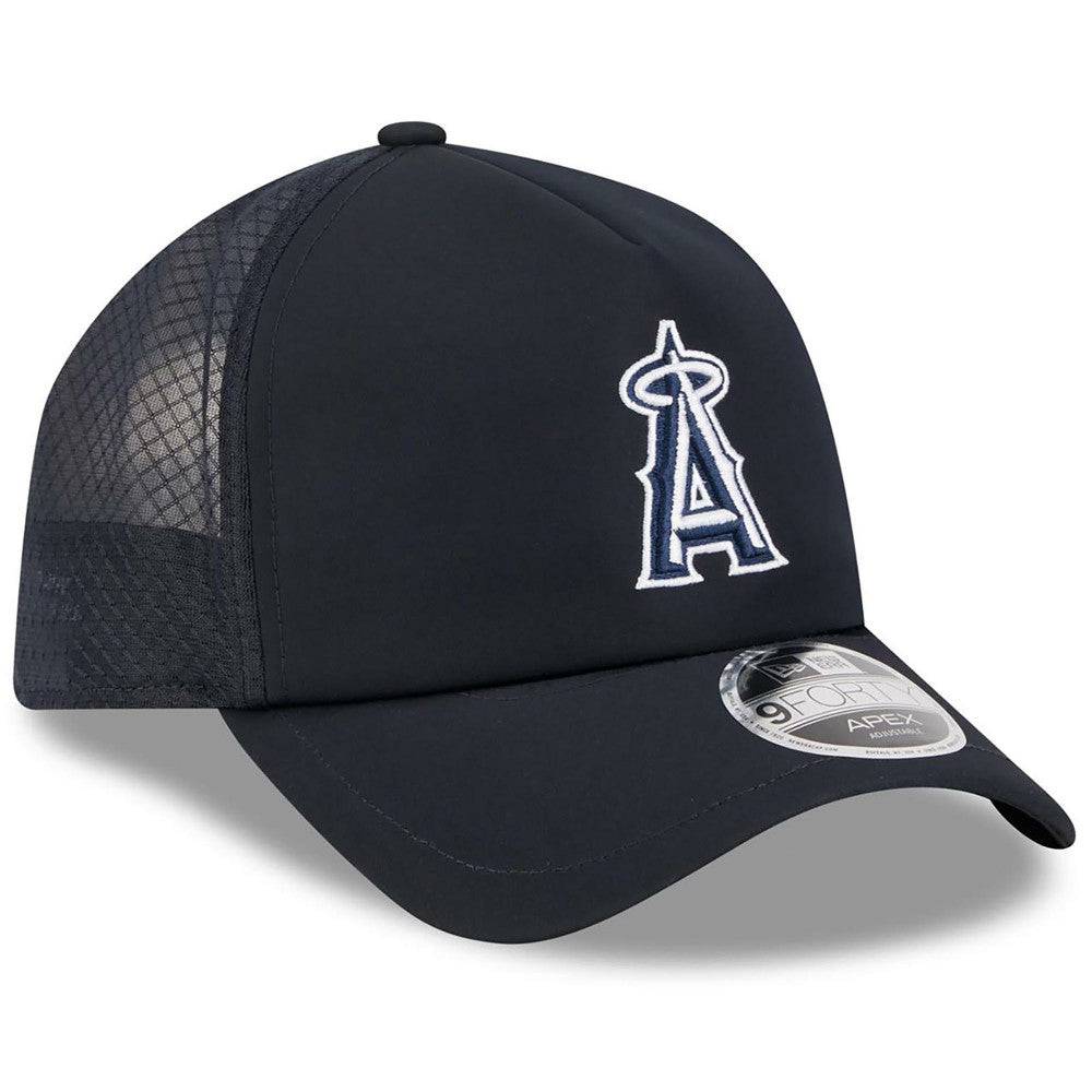 Los Angeles Angels 2026 Batting Practice Apex 9FORTY Adjustable Trucker Hat Navy