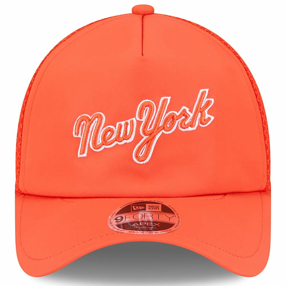 New York Mets 2026 Batting Practice Apex 9FORTY Adjustable Trucker Hat Orange