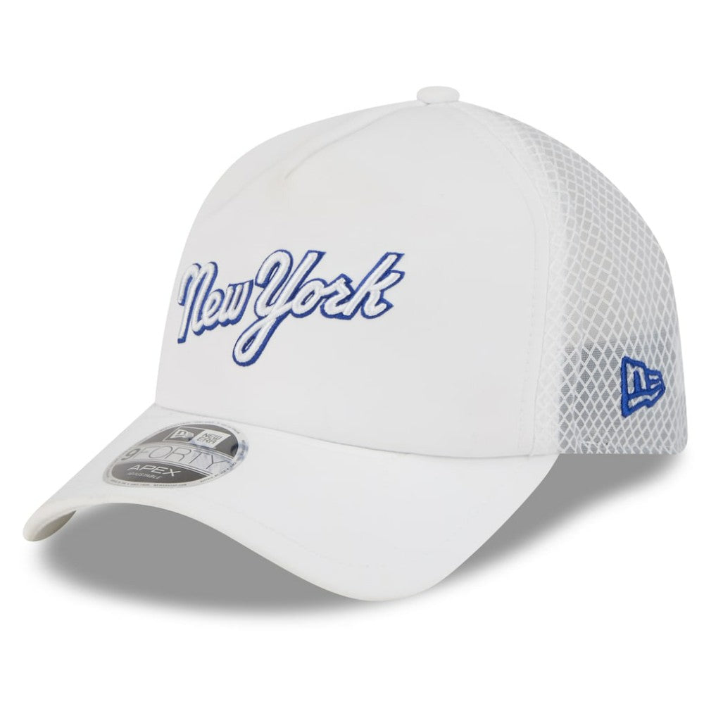 New York Mets 2026 Batting Practice Apex 9FORTY Adjustable Trucker Hat White