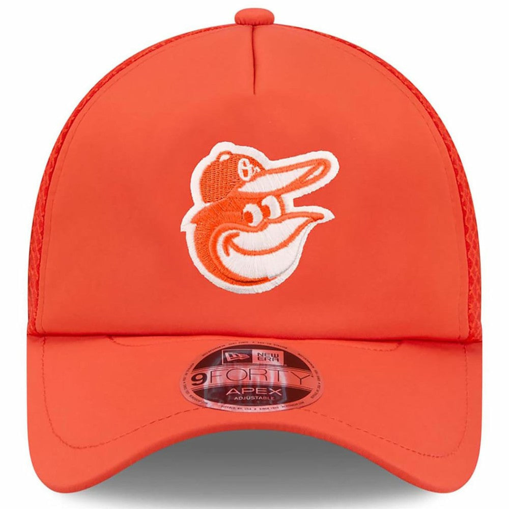 Baltimore Orioles 2026 Batting Practice Apex 9FORTY Adjustable Trucker Hat Orange