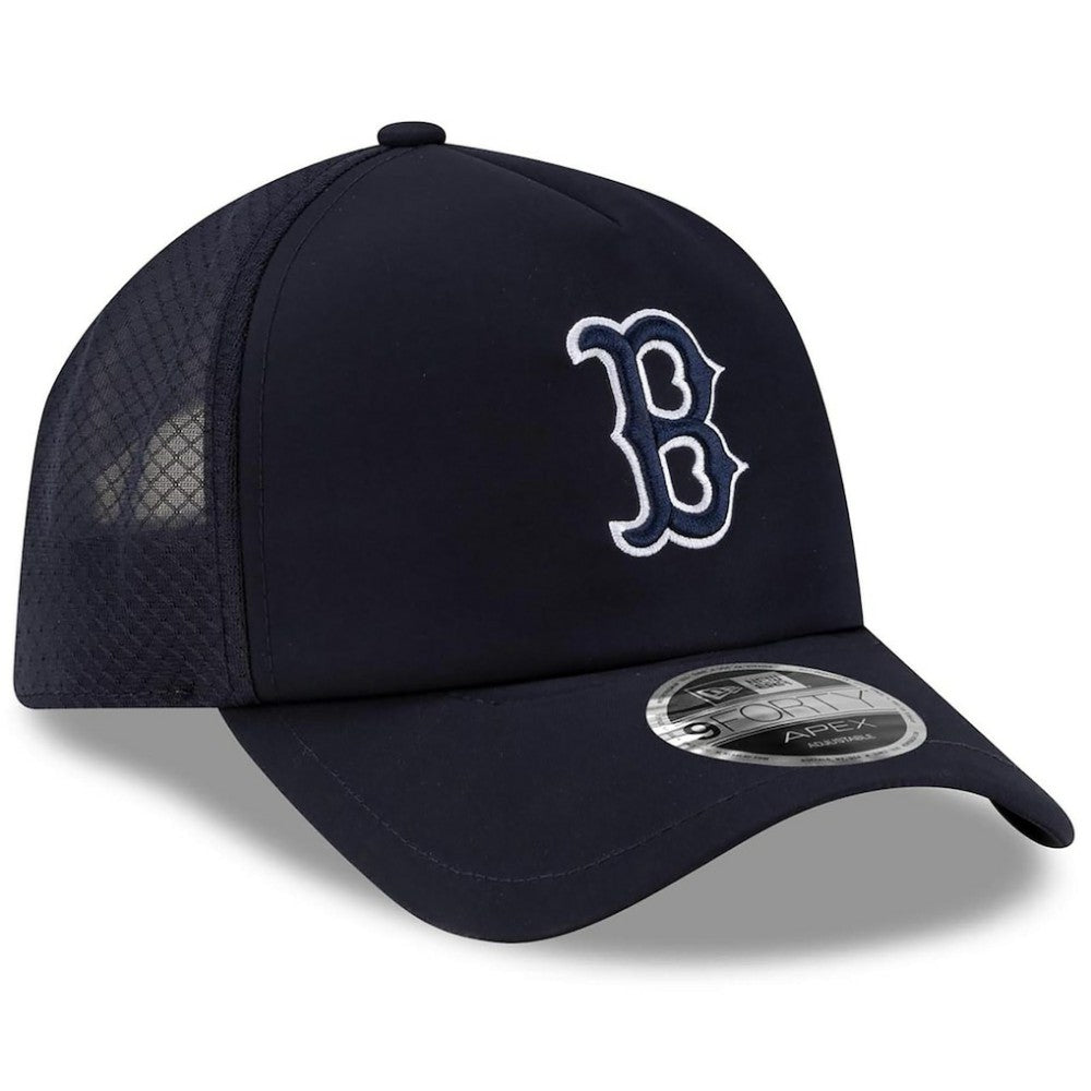 Boston Red Sox 2026 Batting Practice Apex 9FORTY Adjustable Trucker Hat Navy