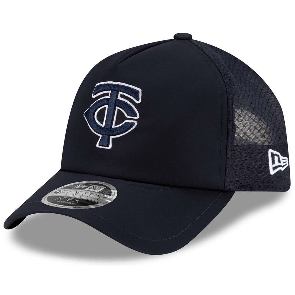 Minnesota Twins 2026 Batting Practice Apex 9FORTY Adjustable Trucker Hat Navy