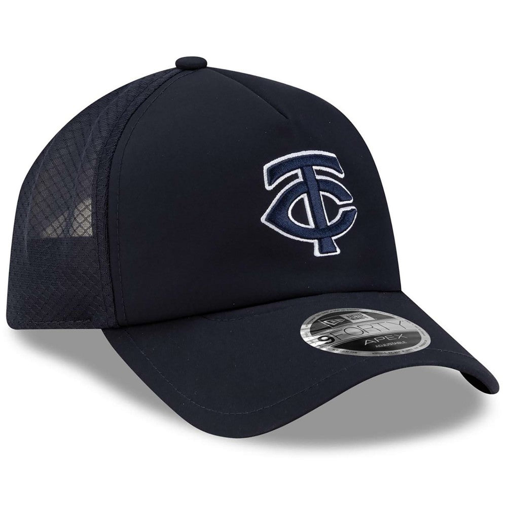 Minnesota Twins 2026 Batting Practice Apex 9FORTY Adjustable Trucker Hat Navy