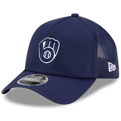 Milwaukee Brewers 2026 Batting Practice Apex 9FORTY Adjustable Trucker Hat Navy