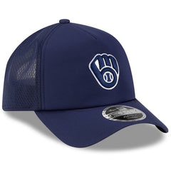 Milwaukee Brewers 2026 Batting Practice Apex 9FORTY Adjustable Trucker Hat Navy
