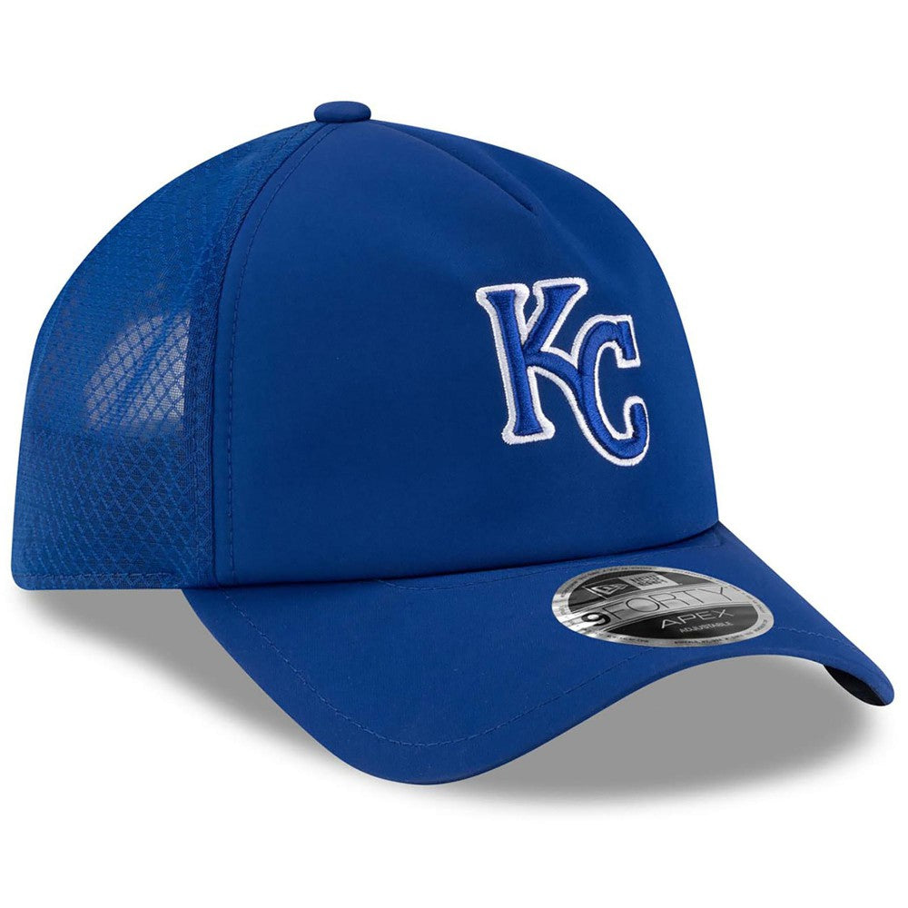 Kansas City Royals 2026 Batting Practice Apex 9FORTY Adjustable Trucker Hat Royal