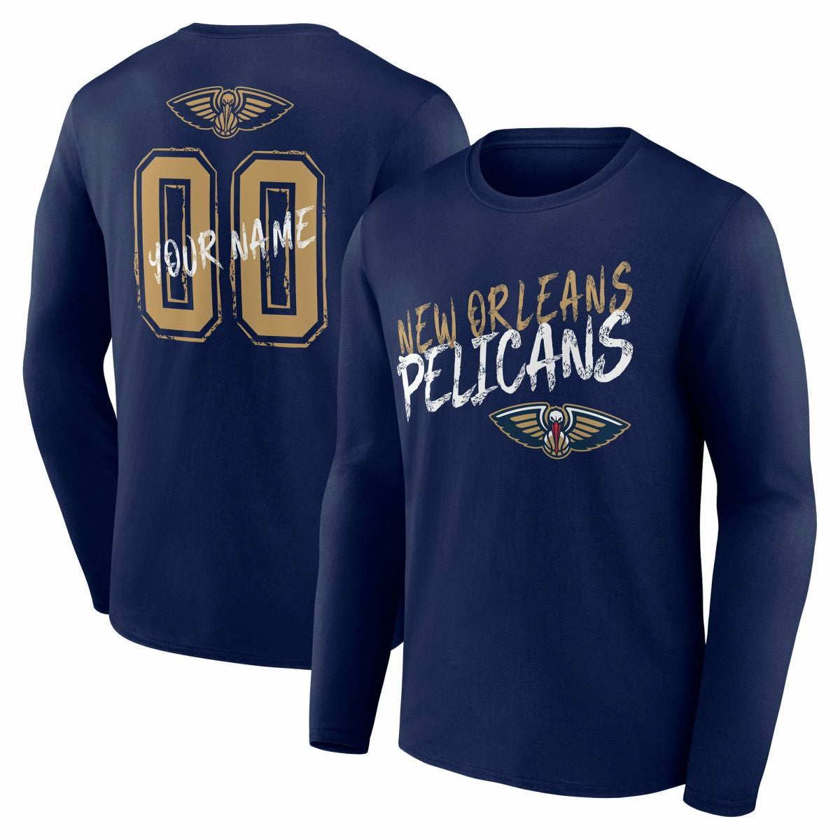 New Orleans Pelicans Hustle Custom Long Sleeve T-Shirt - Navy sale