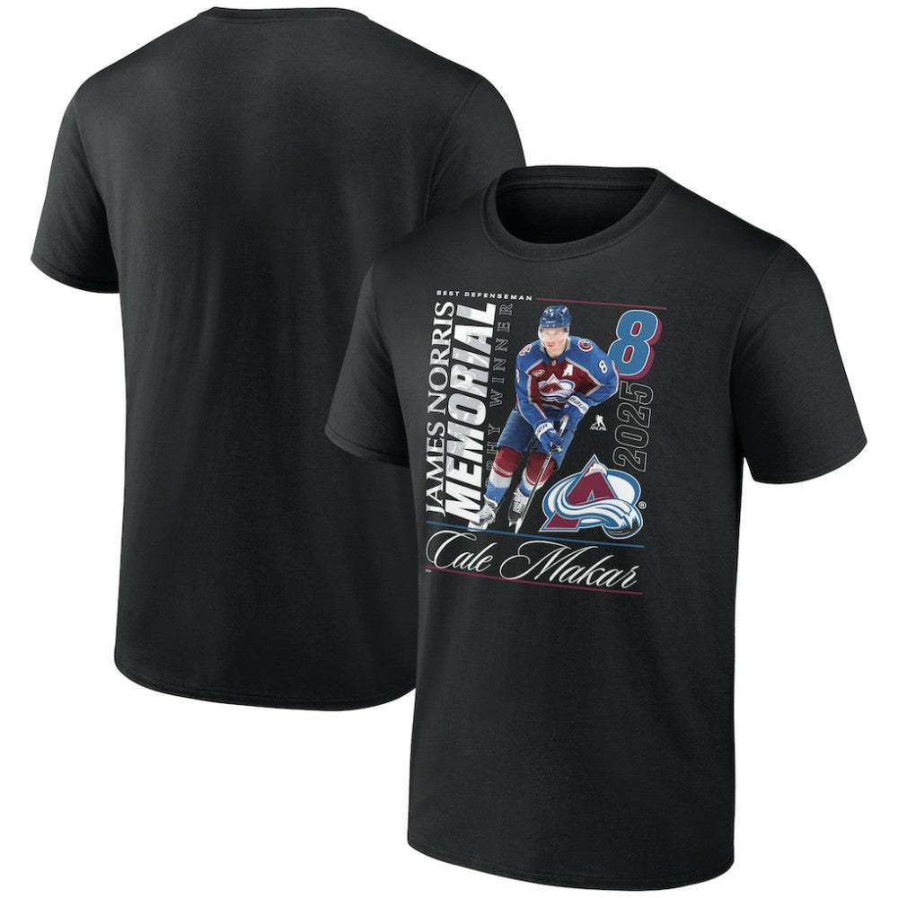 Cale Makar Colorado Avalanche 2025 Norris Trophy Winner T-Shirt - Black T-shirts