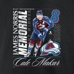 Cale Makar Colorado Avalanche 2025 Norris Trophy Winner T-Shirt - Black T-shirts