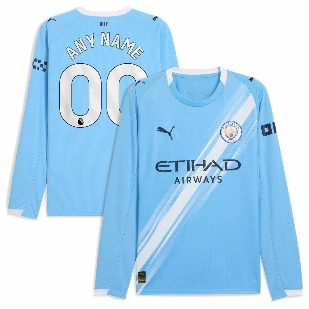 Manchester City 2025/26 Home Replica Long Sleeve Custom Jersey - Sky Blue sale