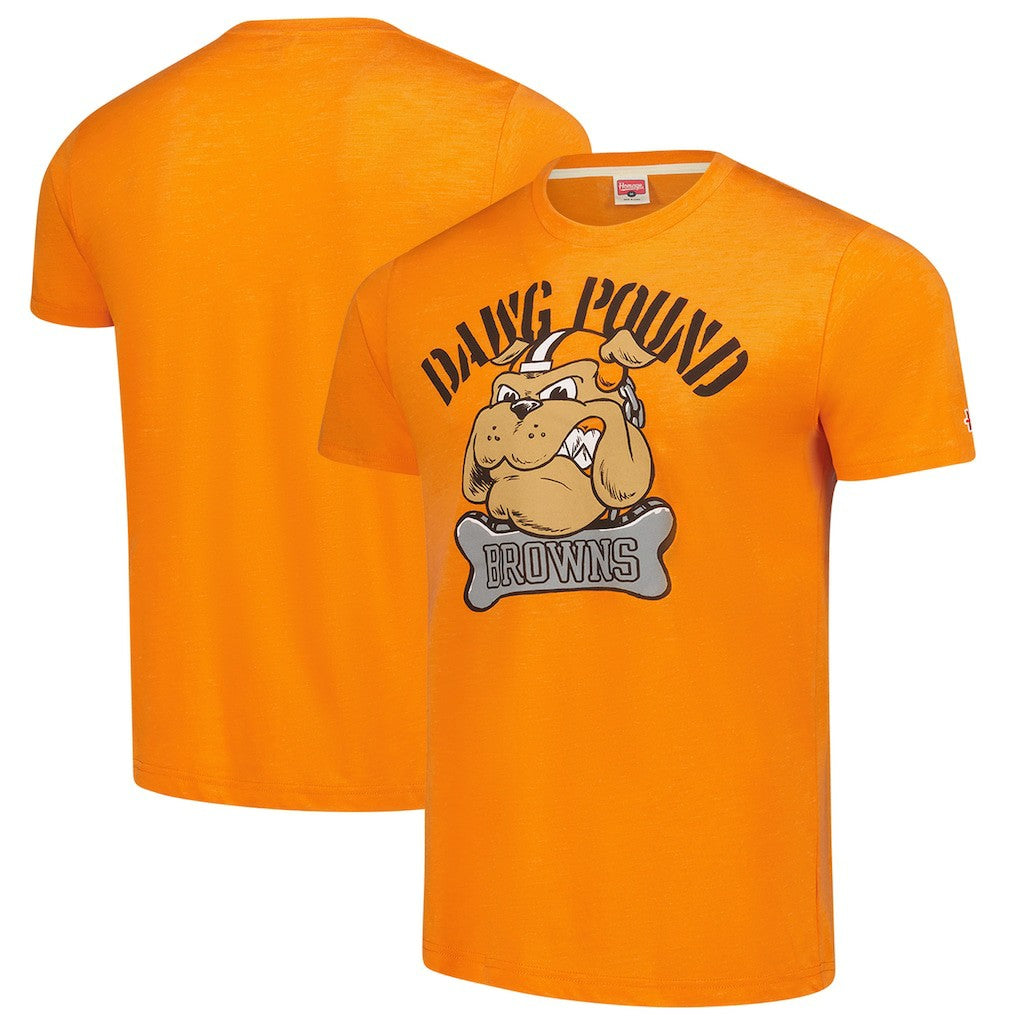 Cleveland Browns Homage Unisex Tri-Blend Dawg Pound XL Bone Collar T-Shirt - Orange discount