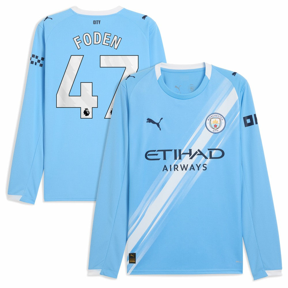 Phil Foden Manchester City 2025/26 Home Replica Long Sleeve Player Jersey - Sky Blue outlet