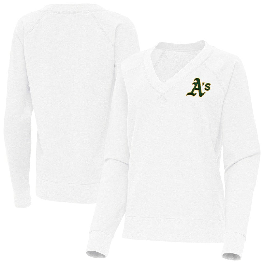 Athletics Antigua Women's Varsity Tri-Blend V-Neck Long Sleeve T-Shirt White