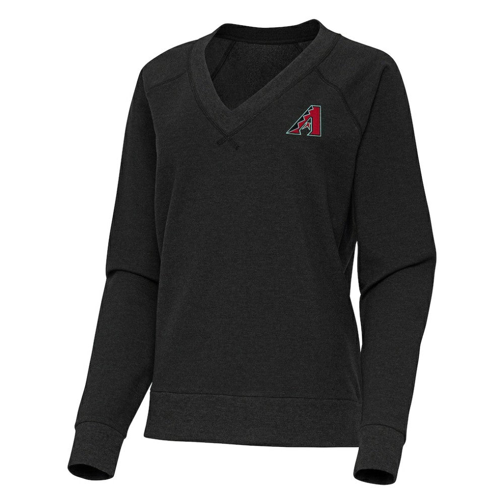 Arizona Diamondbacks Antigua Women's Varsity Tri-Blend V-Neck Long Sleeve T-Shirt Heather Black