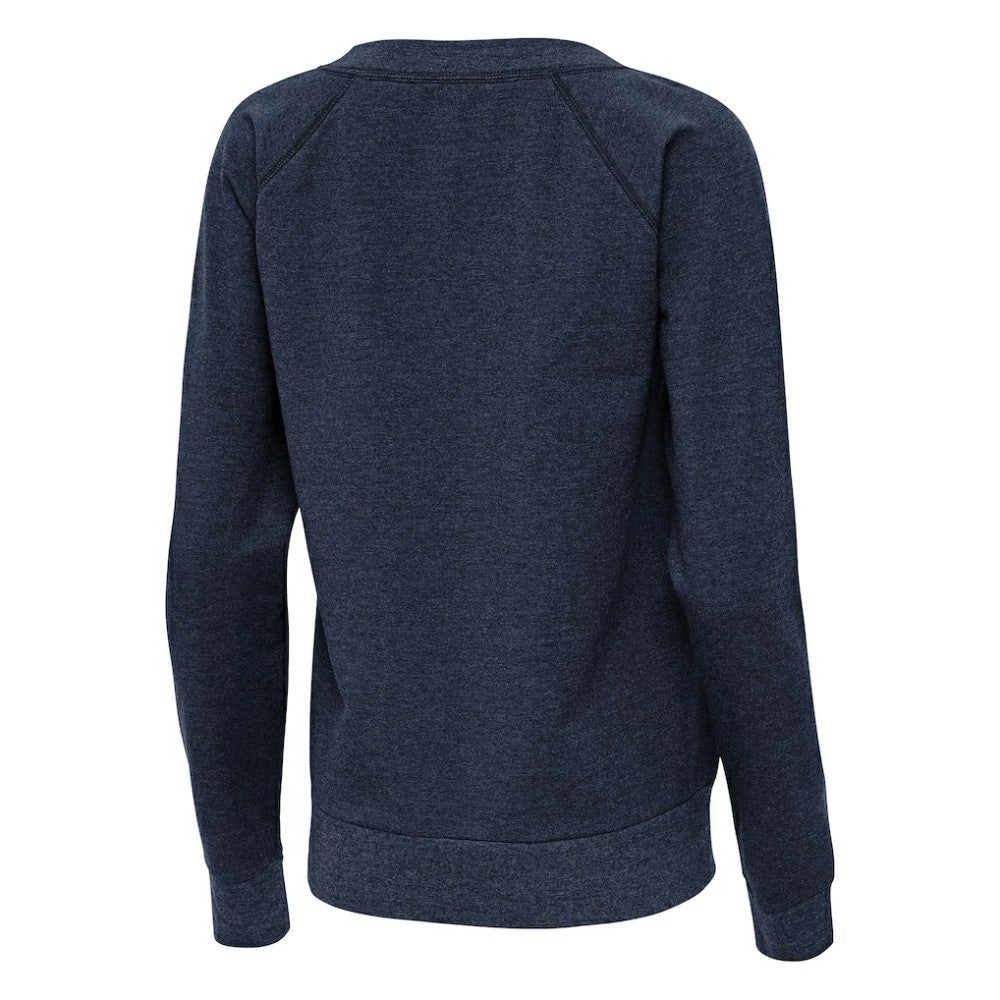 Detroit Tigers Antigua Women's Varsity Tri-Blend V-Neck Long Sleeve T-Shirt Heather Navy