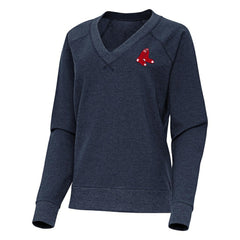 Boston Red Sox Antigua Women's Varsity Tri-Blend V-Neck Long Sleeve T-Shirt Heather Navy